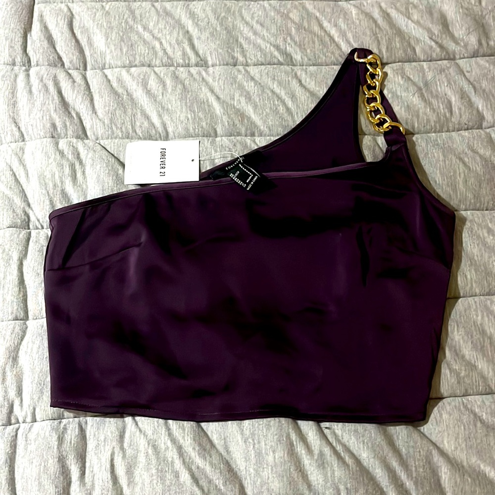 NWT Forever 21 Purple One Shoulder Crop Top